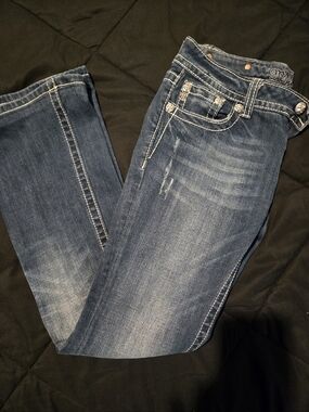 Miss Me Bootcut Jeans Size 28 Cross Pocket Rhinestone Y2K Western